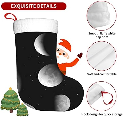 Аугенски Божиќни чорапи Месечината фази црно двострано камин што виси чорапи