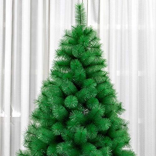 Зелена елка со висока денизност, материјал ПВЦ вештачко бор со метални држачи без декорација, лесно да се соберат голи дрво-2.4м