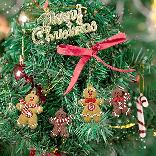 12 компјутери од ѓумбир од ѓумбир, украси за украси на новогодишни елки, 3 инчи високи ѓумбир што висат шарми украси за украси за новогодишни
