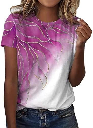 Adpanенски жени дневно пролетно бохо печатење o врат резервоарот врвови со кратки ракави кошули за тренингот обични лабави женски маици со
