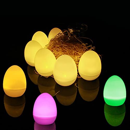 FINECOMBUY 12PCS Велигденски светла батерија управувана со LED чај лигтт јајца форма на свеќа мини ноќ светло светло сјај забави декор Велигденска