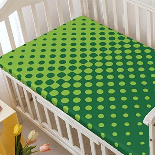 Апстрактна зелена тематска вградена креветче за креветчиња, стандарден душек за креветчиња опремени листови за деца со душеци за душеци-подготвени