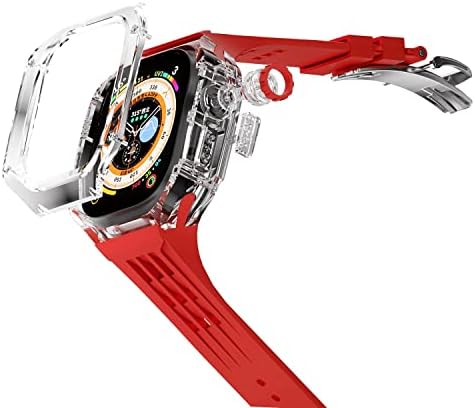 Азану Транспарентен Мод Комплет Случај За Apple Watch 49mm Гумен Спортски Бенд За Iwatch Серија Ултра 8 Силиконски Часовник Ремен
