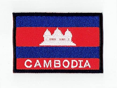 Прво нешто од камбоџа знамето лепенка на мало извезено за капаче за кошула со кошула, ранец на ранец на капакот на капакот на капакот