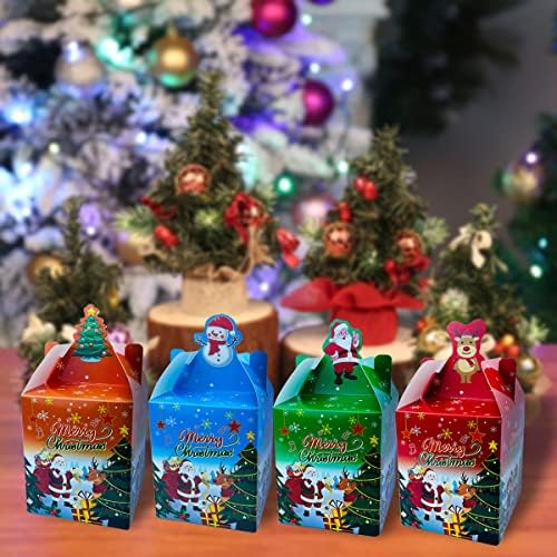Tsihaoegn Божиќни бонбони кутии 3.5x3.5x4.3 инчи кутија за колачиња Божиќна боксна кутија за одмор кутија за подароци за подароци за подароци