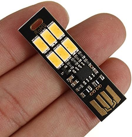 YITEE 5PCS LED Плочки USB Светло Приврзок За Клучеви Супер Светла 6 Led Диоди Мини USB Светилка Со Паметен Допир Прекинувач За Затемнување