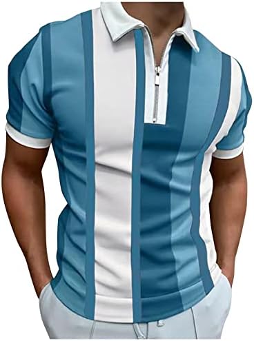 Вежбање кошули за мажи машка летна летна боја за печатење на блузи со блузи, исклучете ги врвовите на кратки ракави со јака