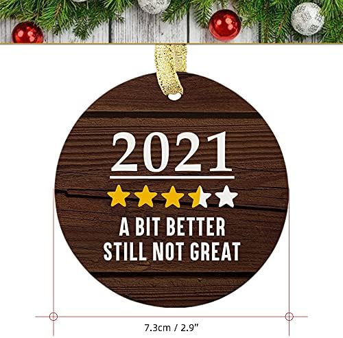 Moblade 2021 Малку подобро, но сепак не одличен Божиќен украс, Божиќен украс, пандемичен украс, 3 ”круг керамички Божиќен украс