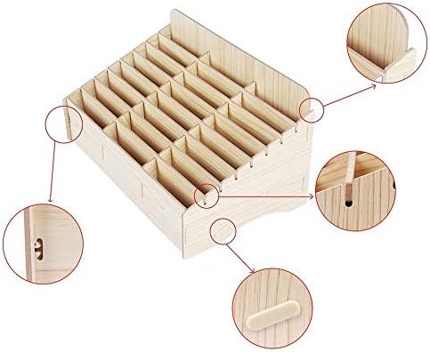 Кутија за складирање на садови бел даб 24 решетки 2 компјутери дрвени конференции во училница Организатор за мобилни телефони,