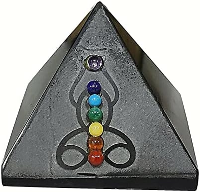 Sharvgun Seven Chakra Симболична црна опсидијанска кристална пирамида 50-55мм, заздравување на полнење генератор Отстранете го негативниот