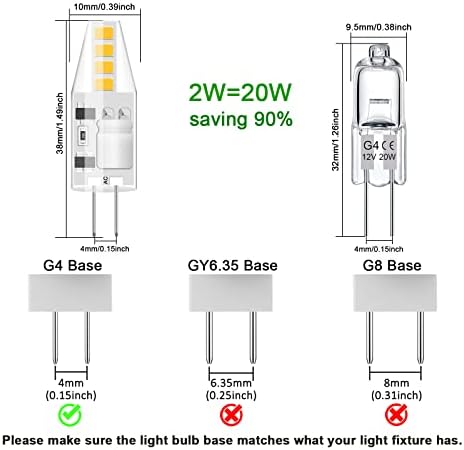TAIYALOO G4 LED Сијалица JC Bi-Pin База 2w AC / DC 12v Топло Бело 3000k 20w T3 Халогена Сијалица Замена За Пејзаж Осветлување, Лустери, RV, Под