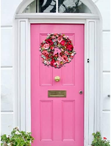 Еиофлија Божиќен венец вештачки врата венец Божиќ венец врата венец вештачки цветен венец виси поборувачки цвет венец 40см