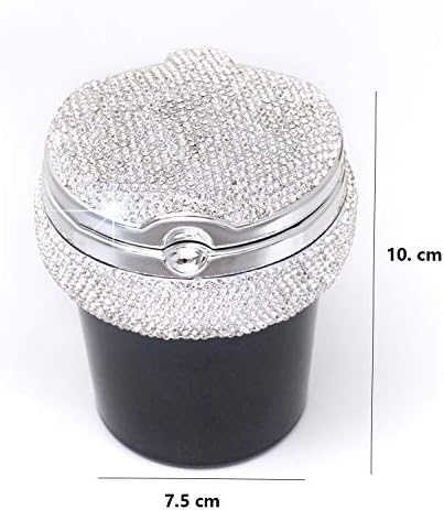 Bling Car Ashtray, Bling Portable Cygeets Cylinder Cilder Cup држач со сина LED индикатор за светло, додатоци за автомобили за жени, идеално