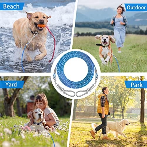 Vivboo Dog извадете кабел 10ft/15ft/20ft/30ft Dog Leash за обука со вртење на кука зелена/сина/виолетова рефлектирачка синџири на кучиња за надворешни