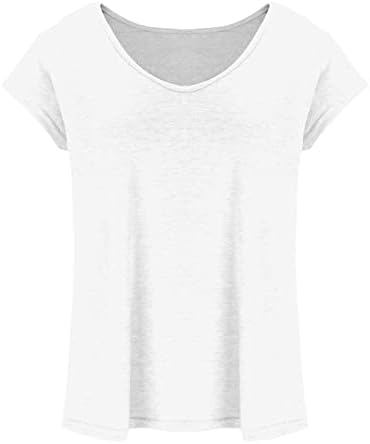 Женска маица V-врат-маица Обичен капаче за ракав Основни кошули цврсти лабави редовни блузи фит резервоар врвови летни влезови