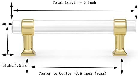 Моден мебел Директен 5 пакет златен основен кристал акрилна фиока за фиоки за влечење рачки 3.8''hole Просторна чиста копчиња за кабинет