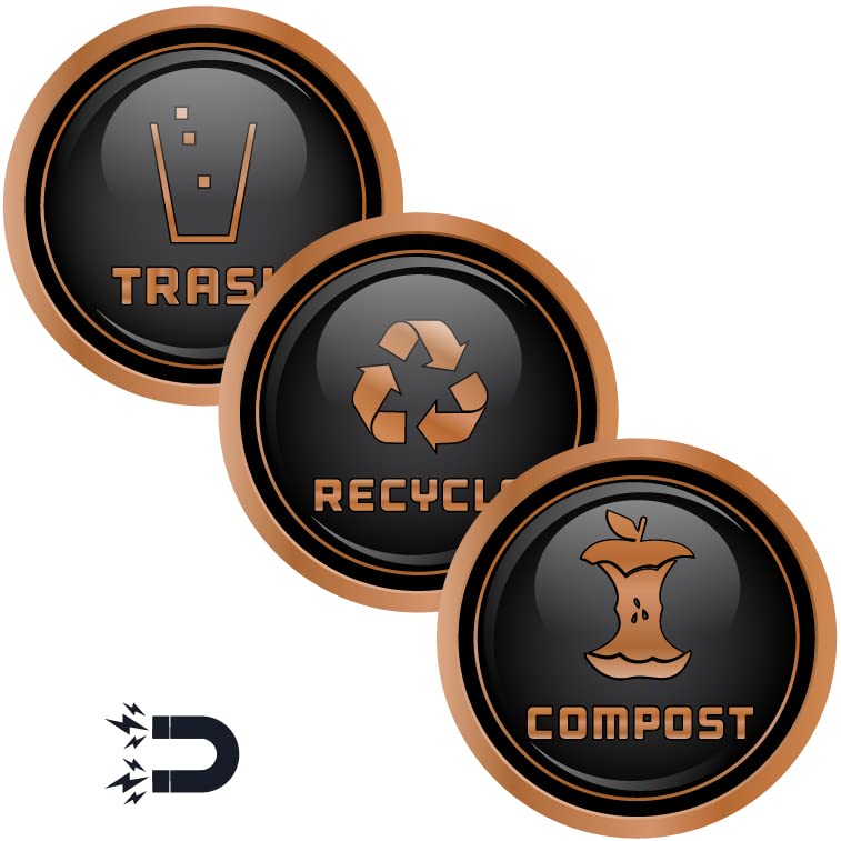 Симбол На Логото за рециклирање И Ѓубре-Елегантен Златен Изглед За Корпи За Отпадоци, Контејнери и Ѕидови - Ламиниран Винил Налепница