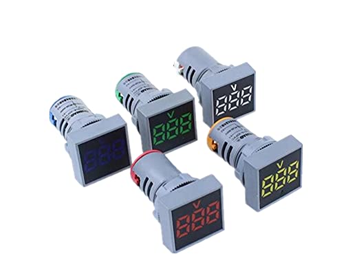 KQOO 22mm мини дигитален волтметар квадрат AC 20-500V напон на напон на напон, мерач на моќност LED индикатор за сила