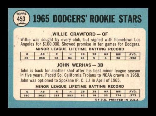 453 Вили Крафорд/Johnон Верхас Дебитант starsвезди - 1965 година Бејзбол картички за бејзбол оценети EXMT+ - Бејзбол плоча со автограмирани