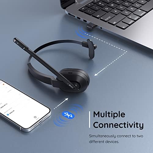 Слушалките за Bluetooth, безжични слушалки со микрофон за откажување на микрофон и брзо полнење на бучава од AI, лесни, лесни, слушалки