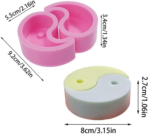 Силиконски калапи Јин Јанг, Јин и Јанг миризлива занаетчиска уметност силиконски сапун со сапун, кружни занаетчиски калапи DIY рачно изработени калапи за свеќи - зан