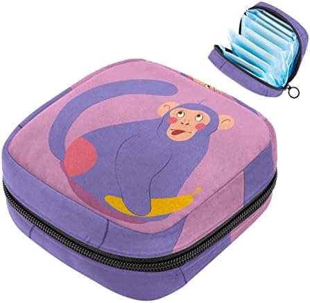 Непослушен мајмун и банана санитарна торба за складирање на салфетки, менструална подлога торба за гаќички, организатор на женски производи