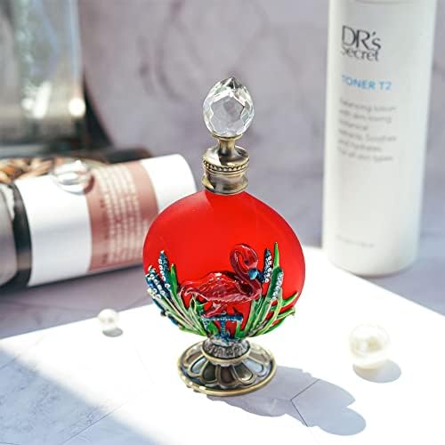 Шишиња со парфеми со црвен фламинго Празно гроздобер декоративно полнење со кристално стакло парфем шише