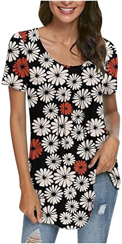 Женски врвови лето пролет Симпатична туника врвови со кратки ракави екипаж плетени хаваи кошули фустани случајна блуза за хеланки