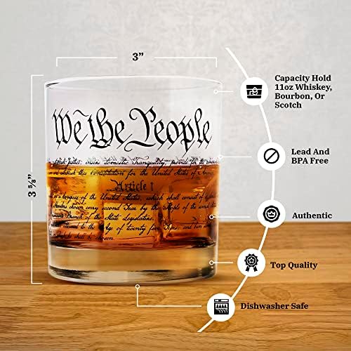 Среќа Шут - Ние Луѓето Виски Стакло | Уставот На Сад | Америка Сад Патриотски Вино Стакло Подарок | Меморијалниот Ден Подарок Очила | Политички