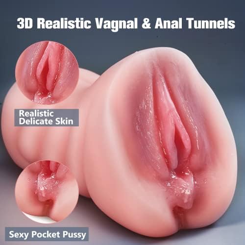 2 во 1 машки мастурбатор доживотна секс кукла со 3Д реална текстура, 1,7 lb џеб пичка возрасни секс играчки со реална вагина и тесна анална,