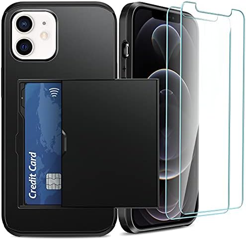 SUPBEC Дизајниран за Iphone 12 Случај, Iphone 12 Pro Случај, паричник случај со Картичка Носителот &засилувач; Заштитник На Екранот[x2], Силиконски