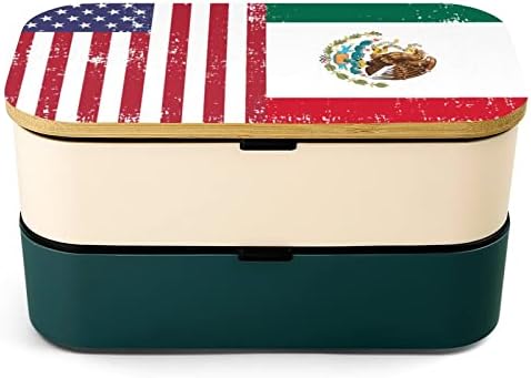 Американско Мексико Знаме Кутија За Ручек Бенто Отпорна На Истекување Контејнери За Храна Бенто Кутија со 2 Прегради За Канцелариски Работен