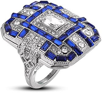 Антички сребрен позлатен врежан прстен сино камен аметист прстен златен дијамантски годишнина свадбена лента турски жени накит прстен