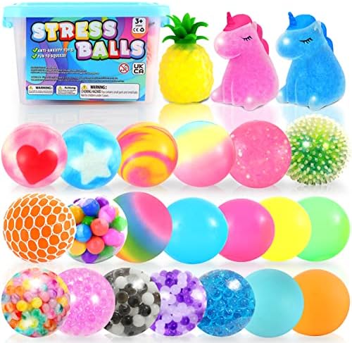 Олеолетој сензорни стрес топки за деца и возрасни -24 пакет & 6 пакувани играчки со фитгетски играчки за олеснување на стресот и аутизам