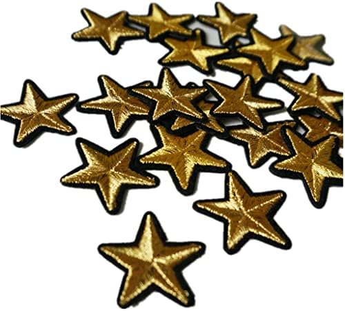 TJLSS 10 парчиња златни starsвезди извезени закрпи шијте железо на значки за фустани торбички фармерки шапка маица DIY апликации