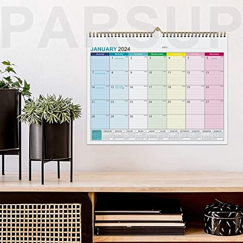 2023-2024 Wallиден календар - 18 месечен календар од јули 2023 година - декември 2024 година, 15 x 11,5, големи блокови, две жици за планирање