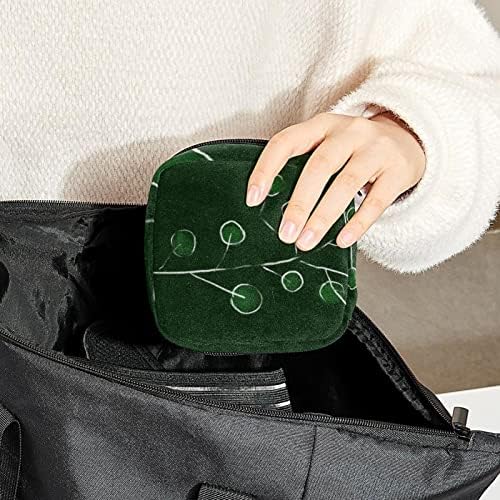 Санитарна торба за складирање на салфетки, торба за преносен период за жени, менструална чаша торбичка, зелени лисја графити уметност