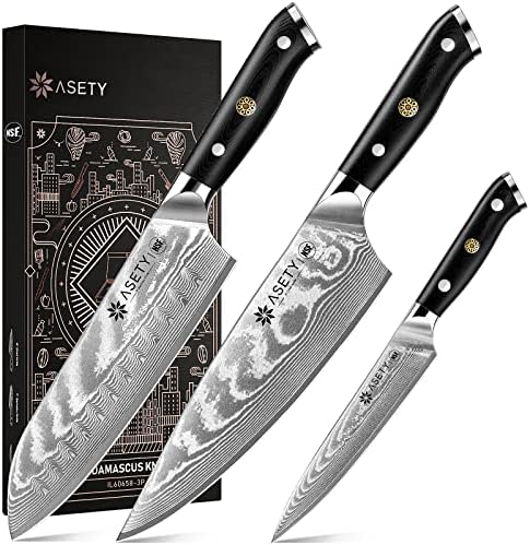 ASETY 3 Парчиња NSF Сертифициран Дамаск Нож Сет &засилувач; ASETY 15 Парчиња NSF Сертифициран Нож Во Собата