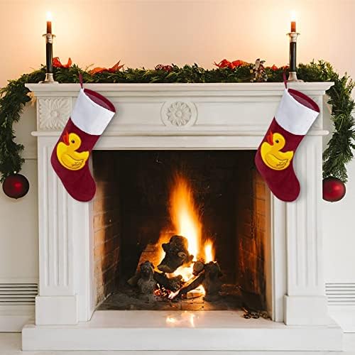 Жолто патка Божиќно порибување чорапи печати Божиќно дрво украси