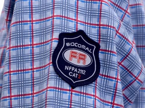 Bocomal FR кошули отпорен на пламен NFPA2112/CAT2 6.5oz Мала тежина печатена оган ретардант карирана кошула