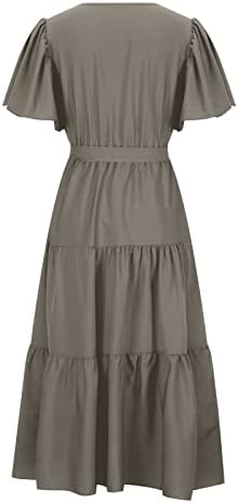 Fragarn женски летен случај на лето печатено половината со краток ракав долг фустан Бохо фустан