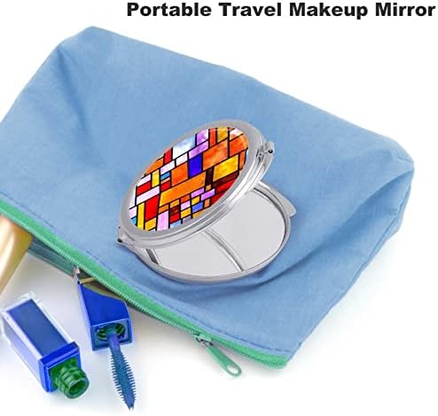 Ретро mondrian Компактен огледало за џеб за патување со огледало на мало преклопување преносно рачно огледало