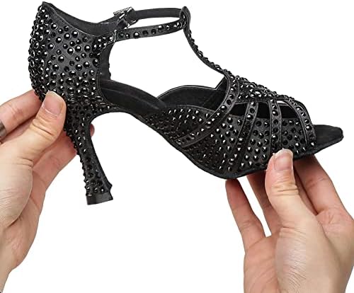 YKXLM Rhinestones Ballroom Dance Shoes Women Latin Latin Salsa Dance Shoes T-Sprap, Model L431