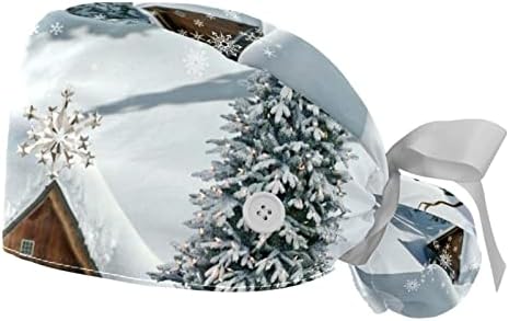 Зимско снешко Божиќно работно капаче со копчиња долга коса еластична лента вратоврска за жени за жени