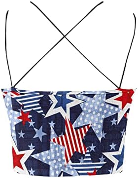 Женски американско знаме Камизол резервоари лето квадратниот резервоар без ракави кошула секси тенок вклопна основна обична култура