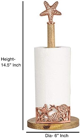 држач за држач за дрва од челик, лесен со солза солза кујна со пондерирана основа за стандардни ролни за хартиени крпи, 14,5