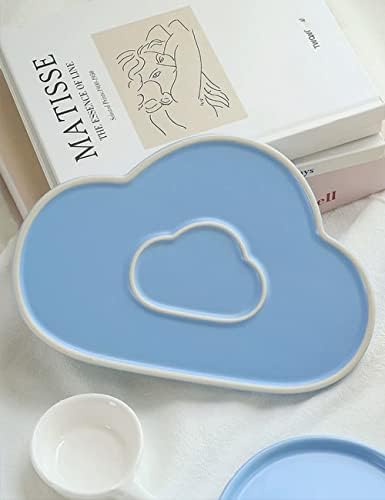 Декоративна лента во форма на керамички облак со насмеано лице, симпатична естетска чинија за естетска чинија за куќиште за домашна спална