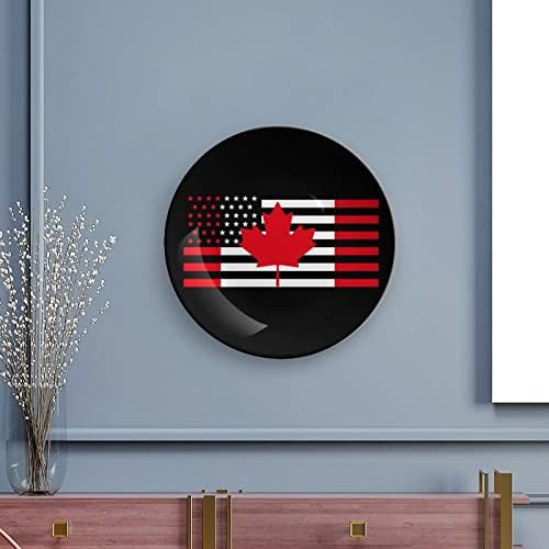 Декоративна чинија со знаме на САД, декоративна чинија со керамичка чинија коска Кина плоча со приказ за свадба декор за забава