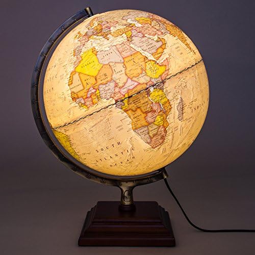 Waypoint Geographic Atlantic II осветлен глобус, 12 „антички океани светски свет, ажуриран глобус, референтен глобус за дома и канцелариски
