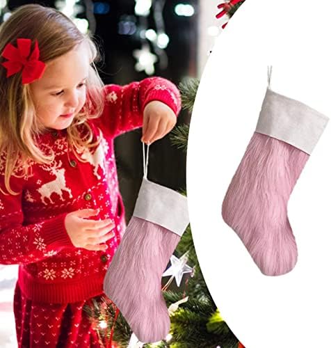 Божиќни чорапи крпа Божиќна чорапска торба и Божиќ што висат чорапи за украсување на забави и Божиќни цртани филмови розови и